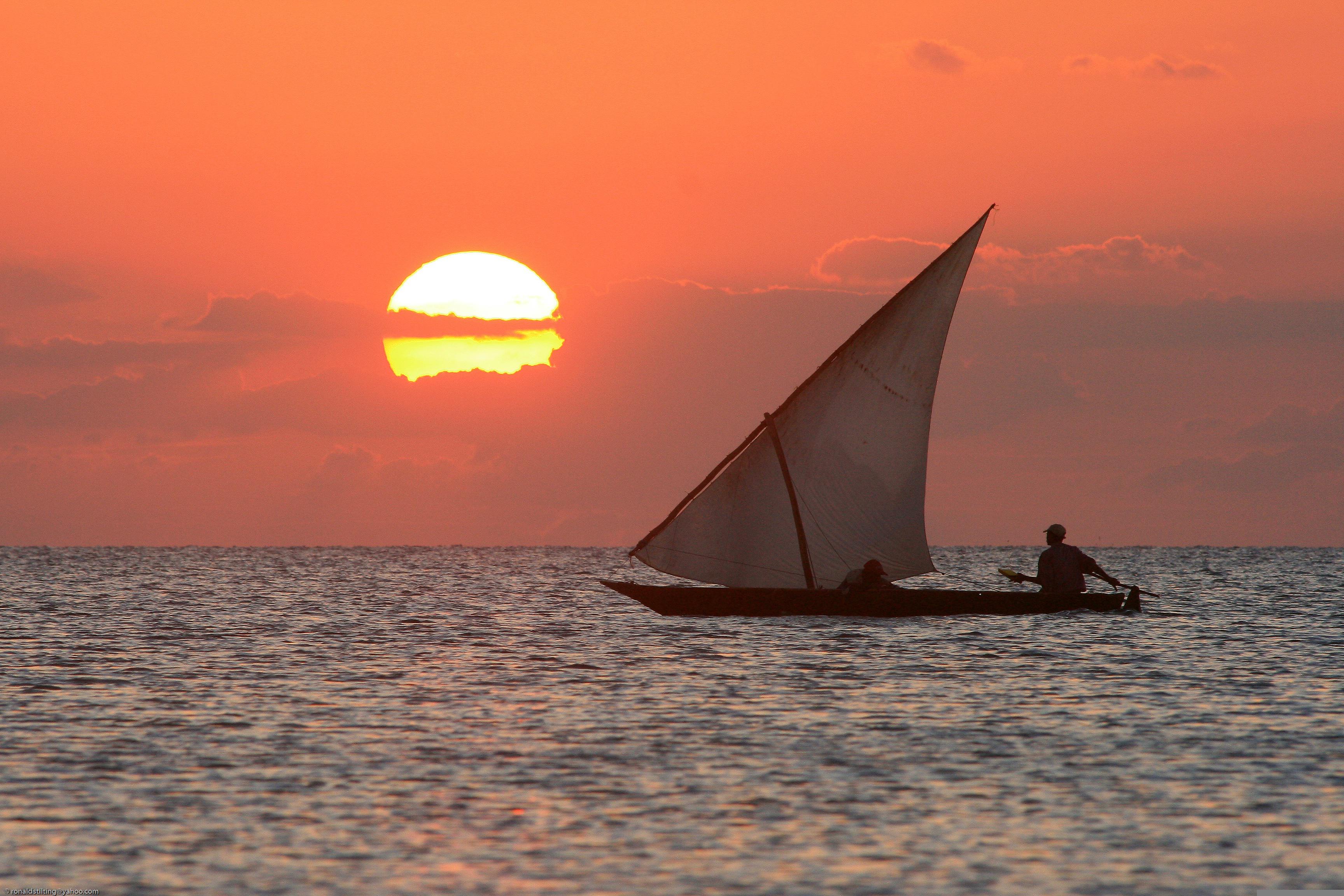 Sunset Boat Sea Sailing Sailboat